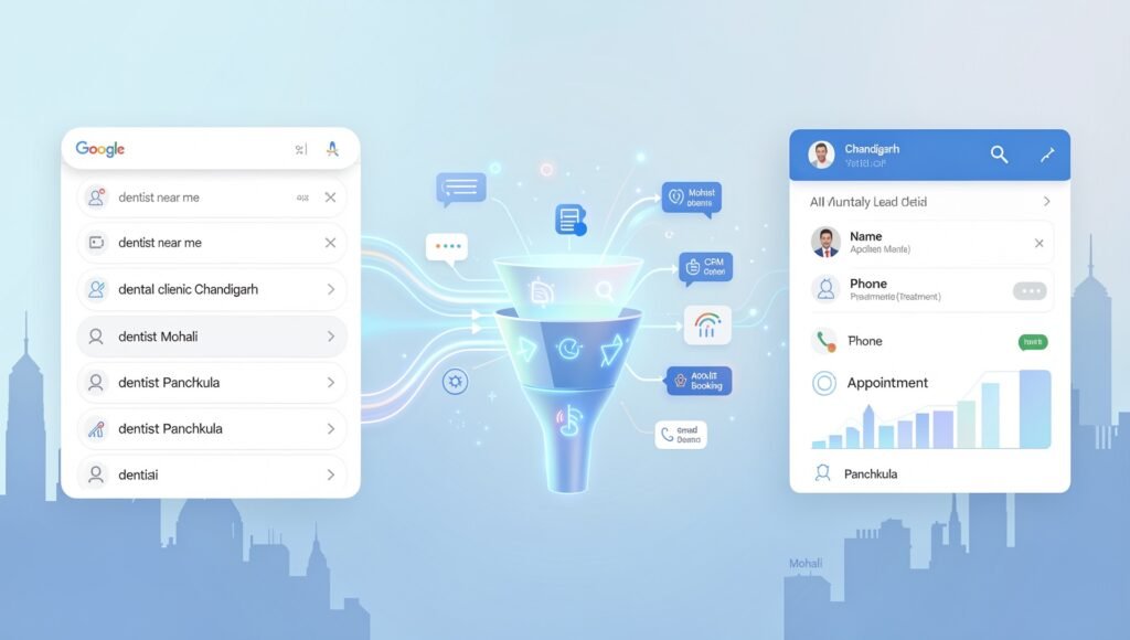 Dental clinic capturing leads from Google using automated system in Chandigarh Tricity