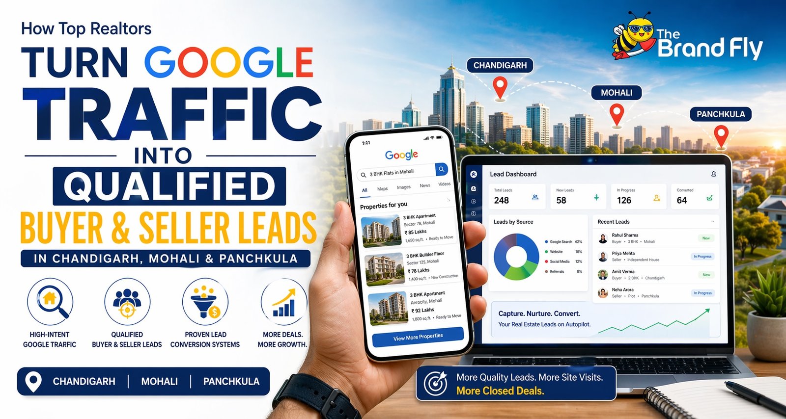 How Top Realtors Turn Google Traffic Into Qualified Buyer & Seller Leads in Chandigarh, Mohali & Panchkula