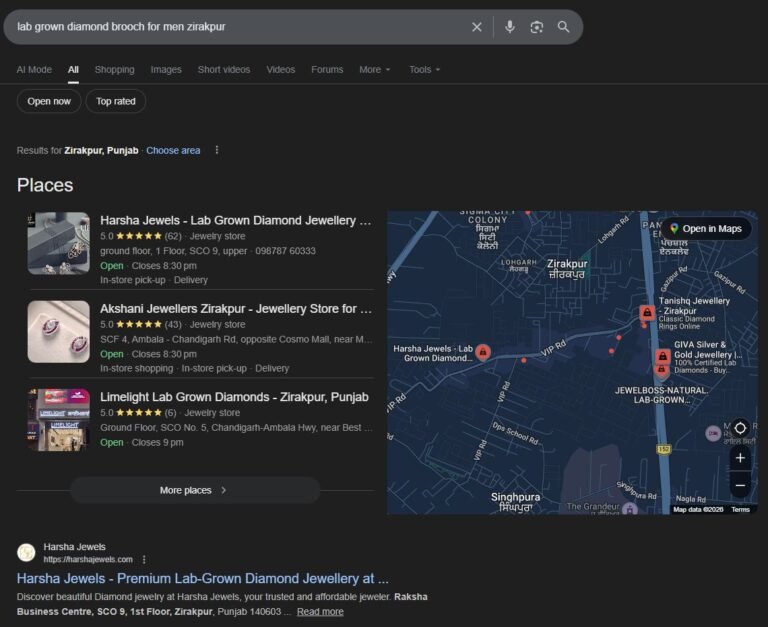 #1 for “diamond brooch for men” — #1 in Google Maps, Zirakpur